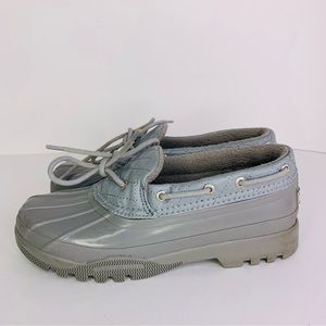 Sperry Saltwater Duck Boots Low Top Womens size 6 Grey Rubber 1 Eye Waterproof.